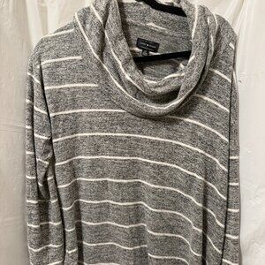 Lucky Brand Gray Striped Cowl Neck Pullover Sweater Women’s Small